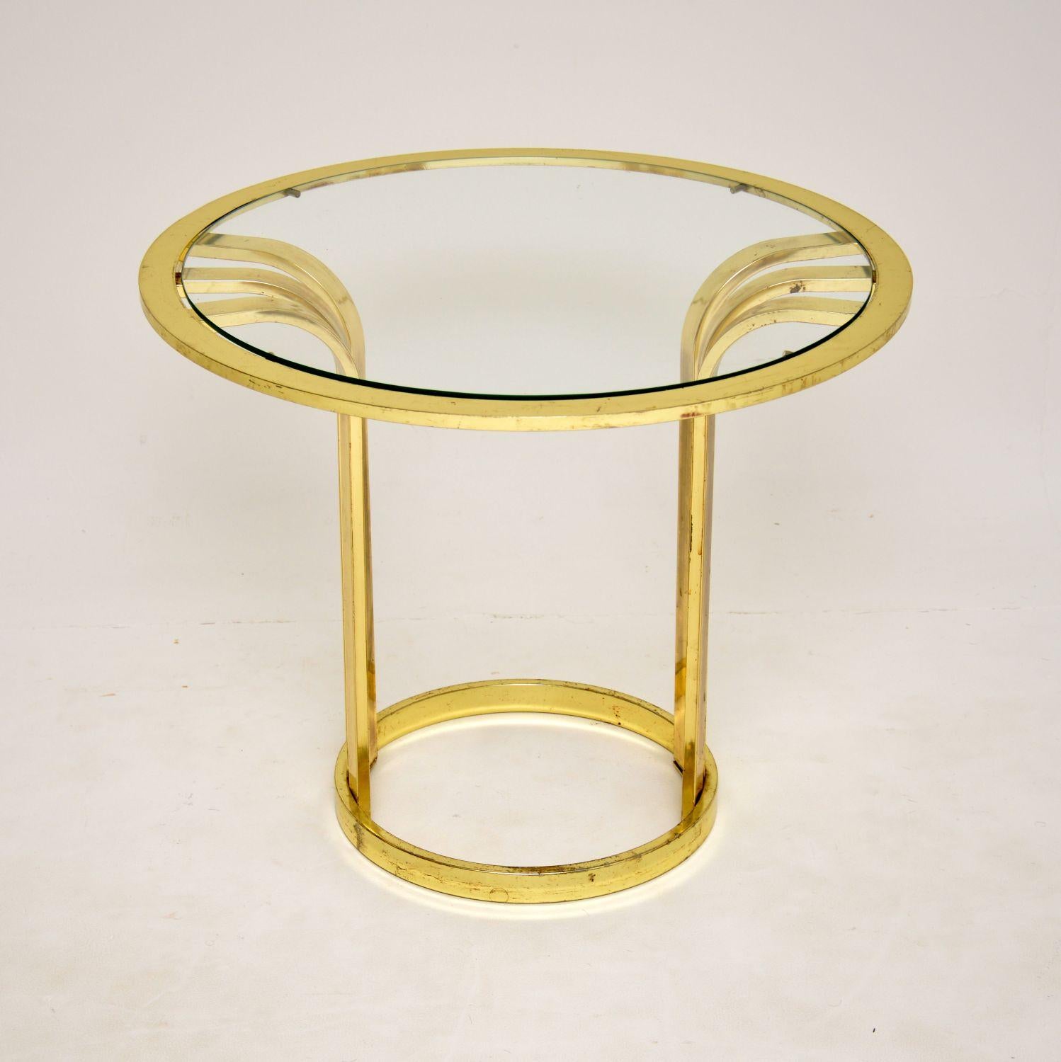 1970's Vintage Brass & Glass Side Table In Good Condition In London, GB