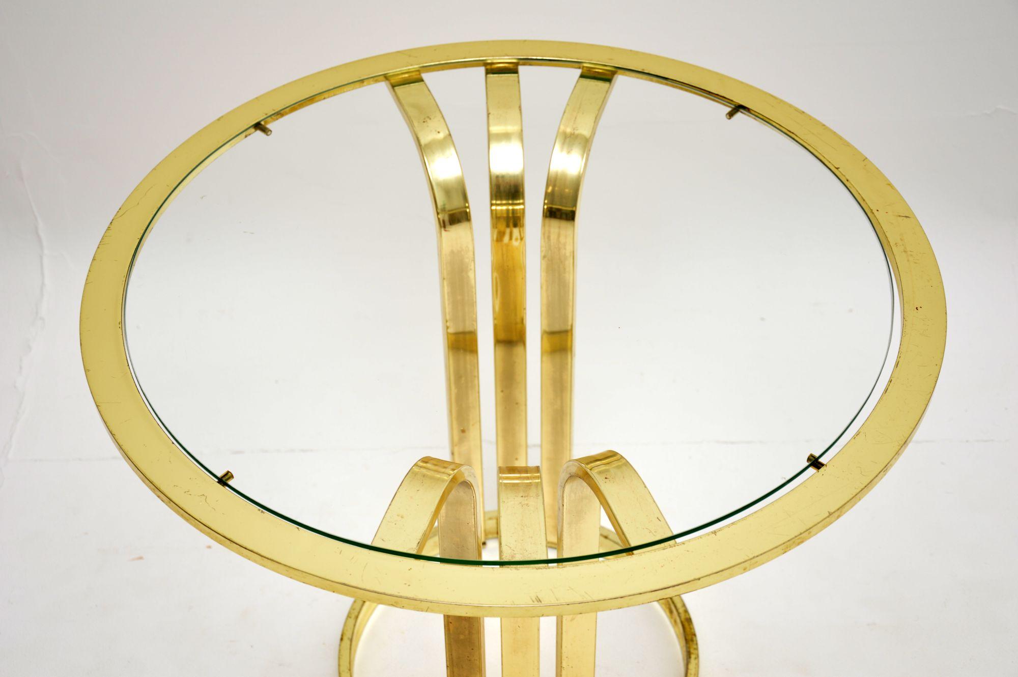 1970's Vintage Brass & Glass Side Table 1