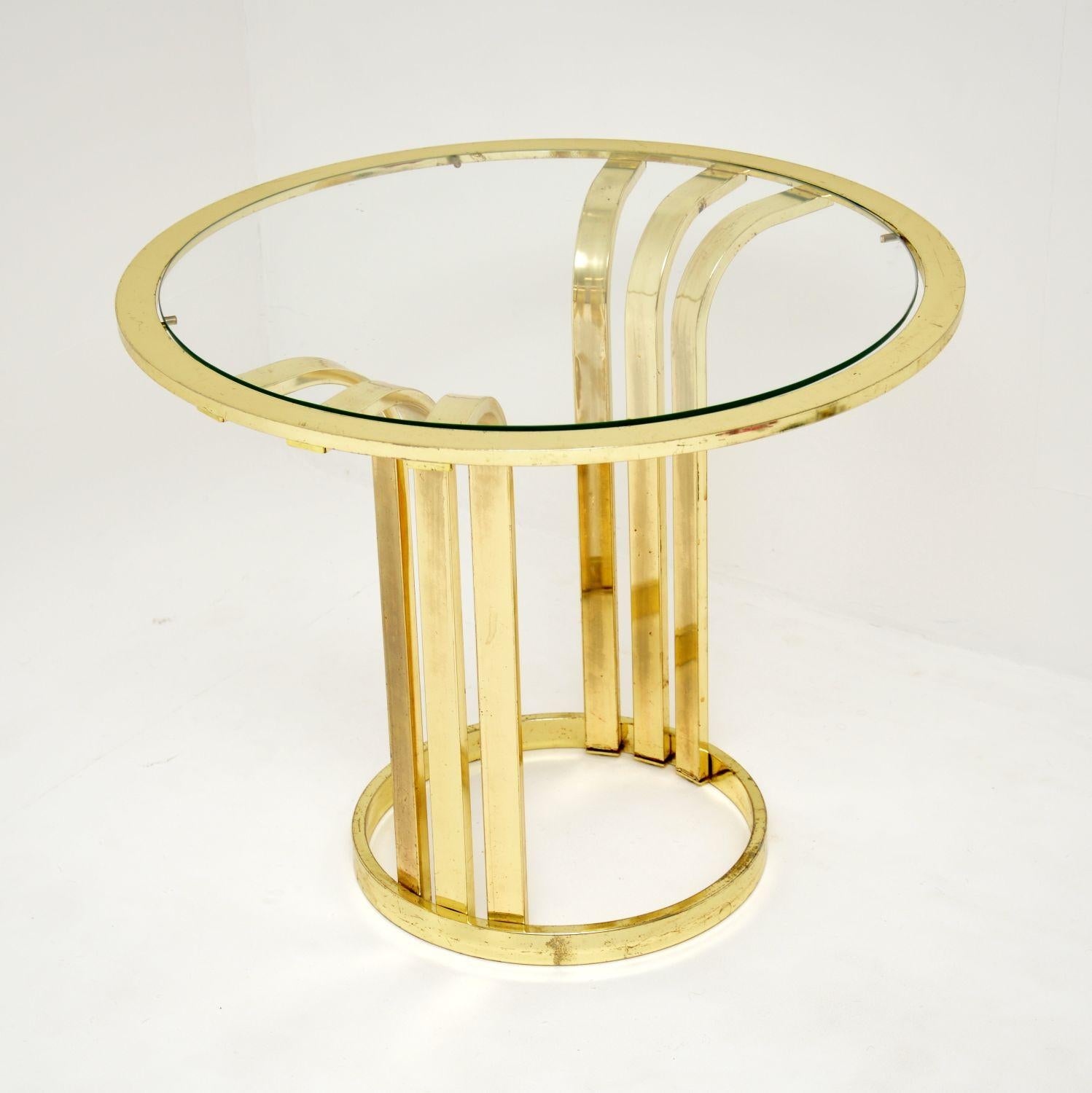 1970's Vintage Brass & Glass Side Table 2
