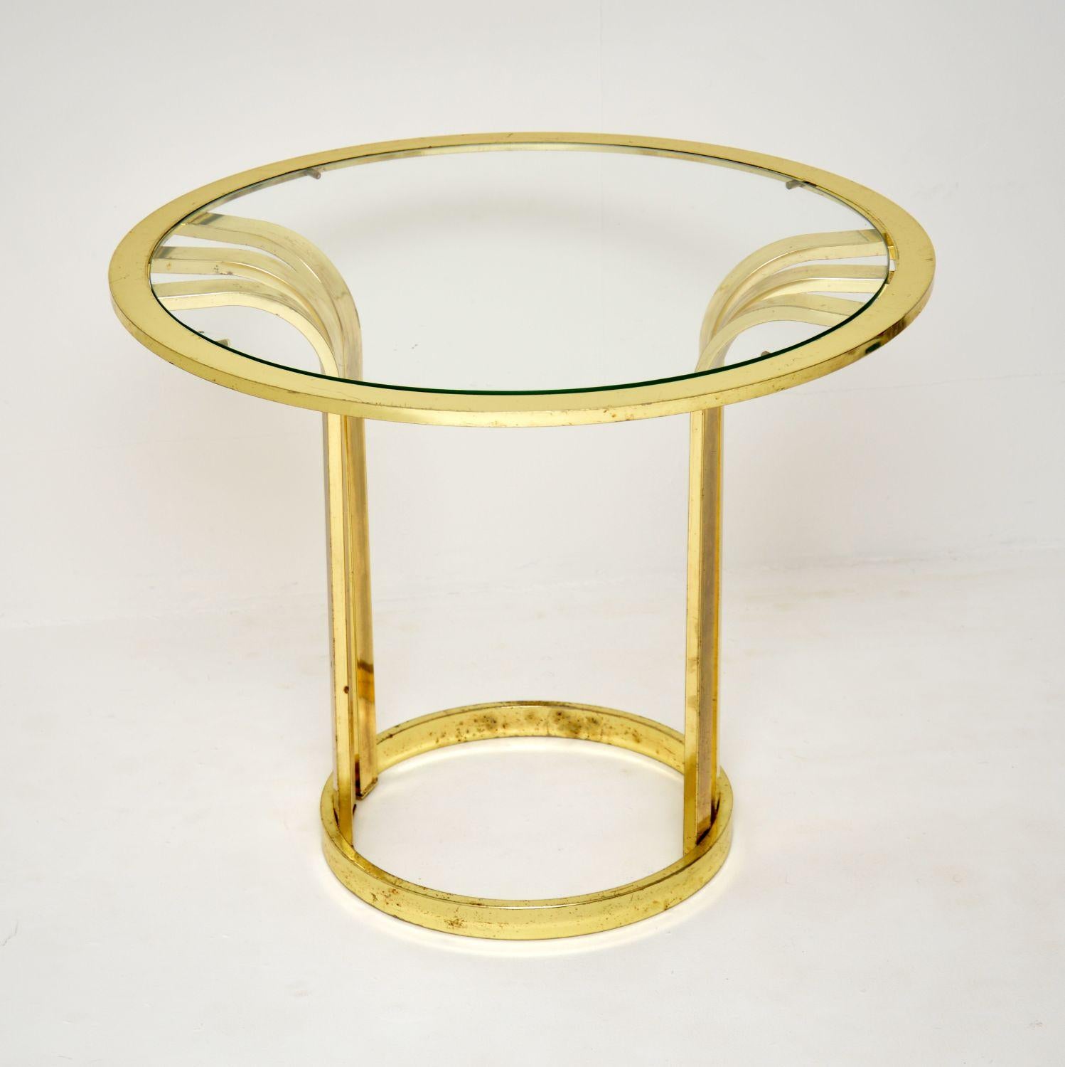 1970's Vintage Brass & Glass Side Table 3