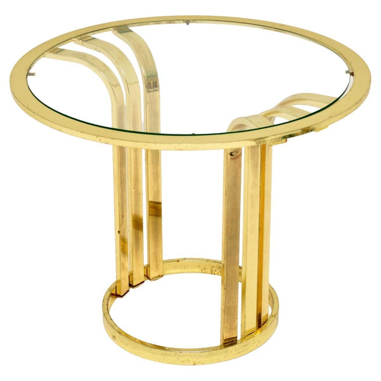 1970's Vintage Brass and Glass Side Table For Sale at 1stDibs