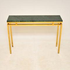 1970's Vintage Brass & Marble Console Table