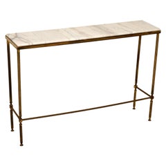 1970s Vintage Brass and Marble Console Table