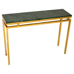 1970's Vintage Brass & Marble Console Table