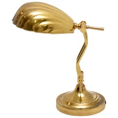 1970s Vintage Brass Scalloped Desk Lamp