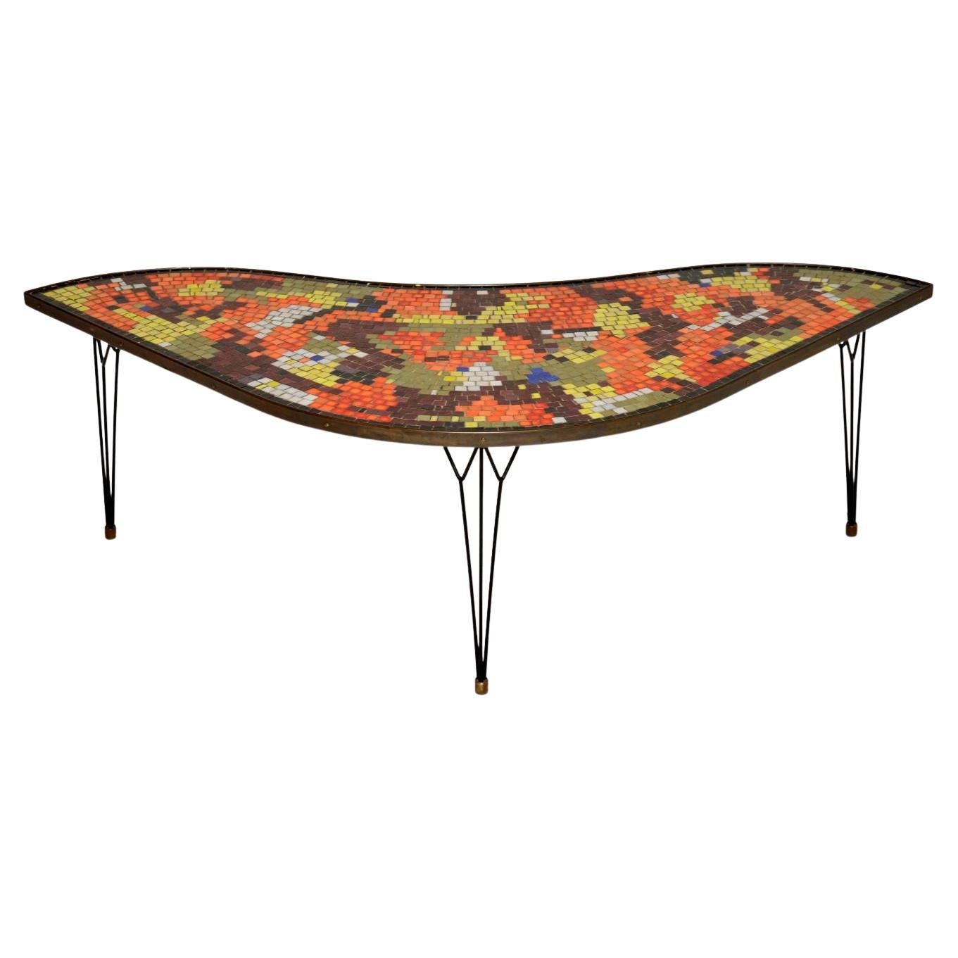 1970
s Vintage Brass Tiled Coffee Table