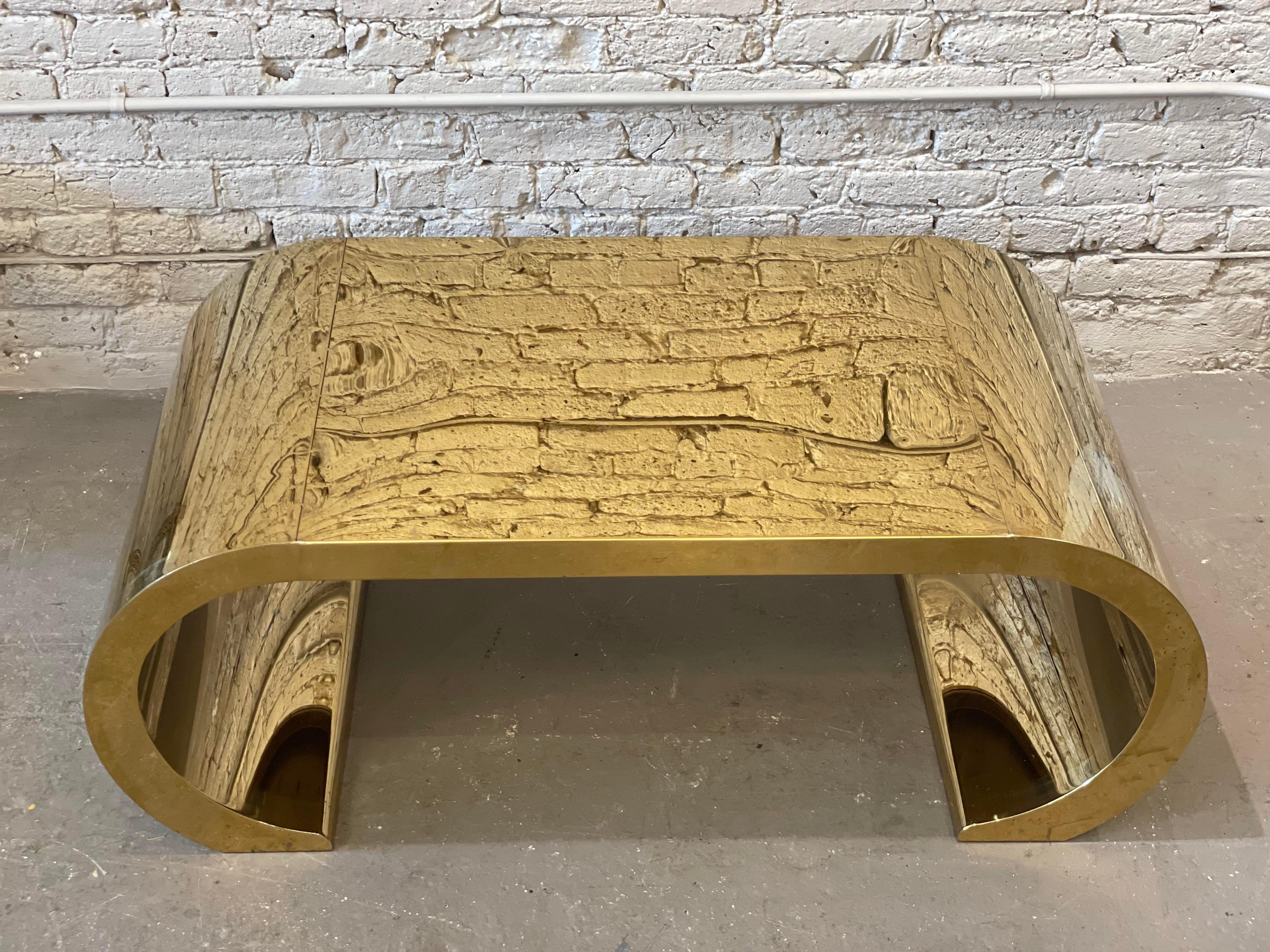 1970s Vintage Brass Waterfall Coffee Table 6