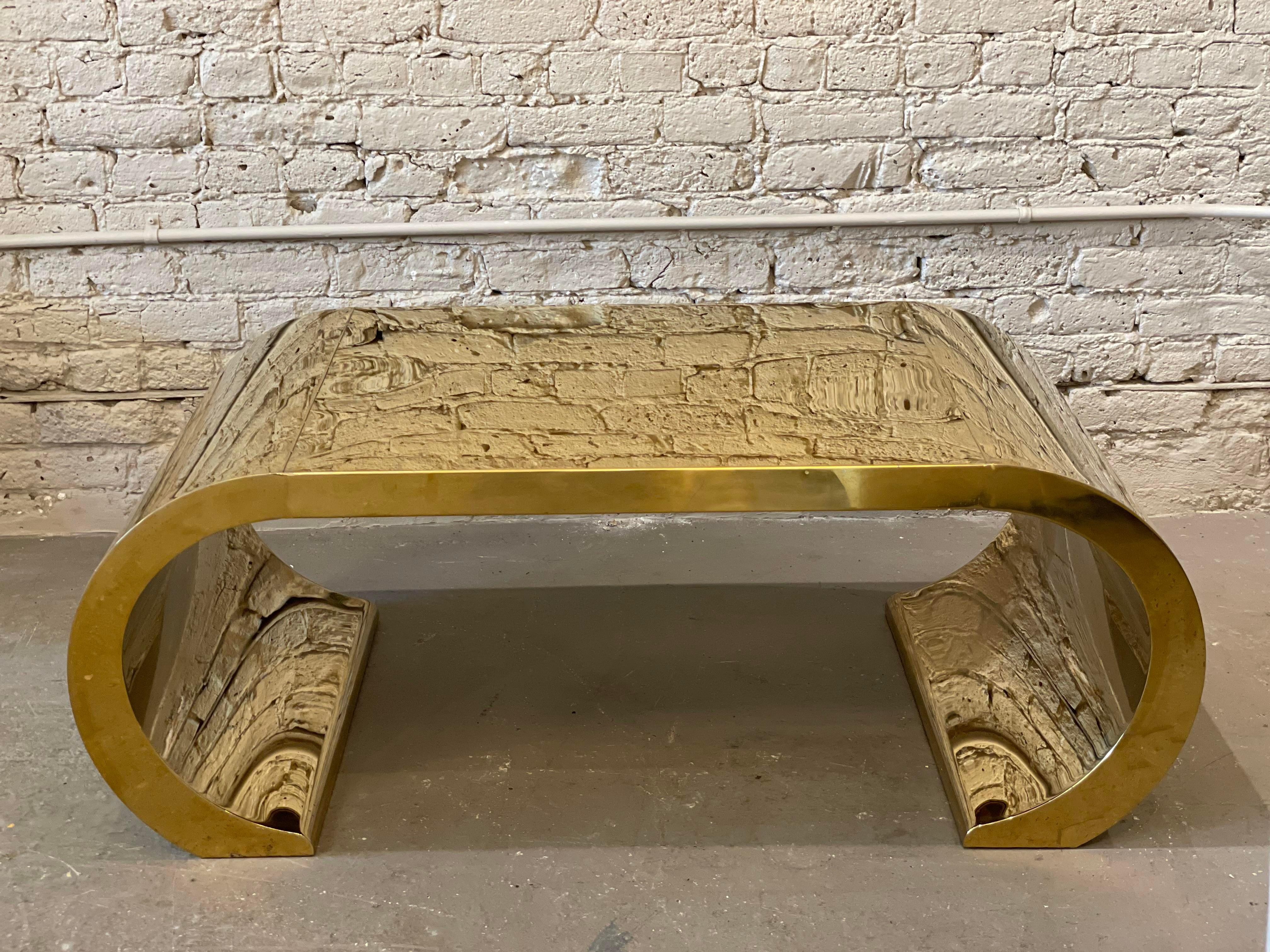 1970s Vintage Brass Waterfall Coffee Table 2