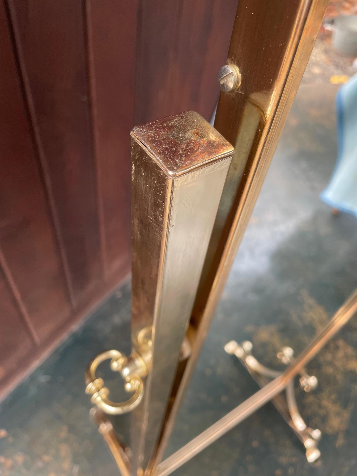 Victorian 1970s Princess Mirror Mid-Century Floor Standing Tilt Full Length Brass Vintage  For Sale
