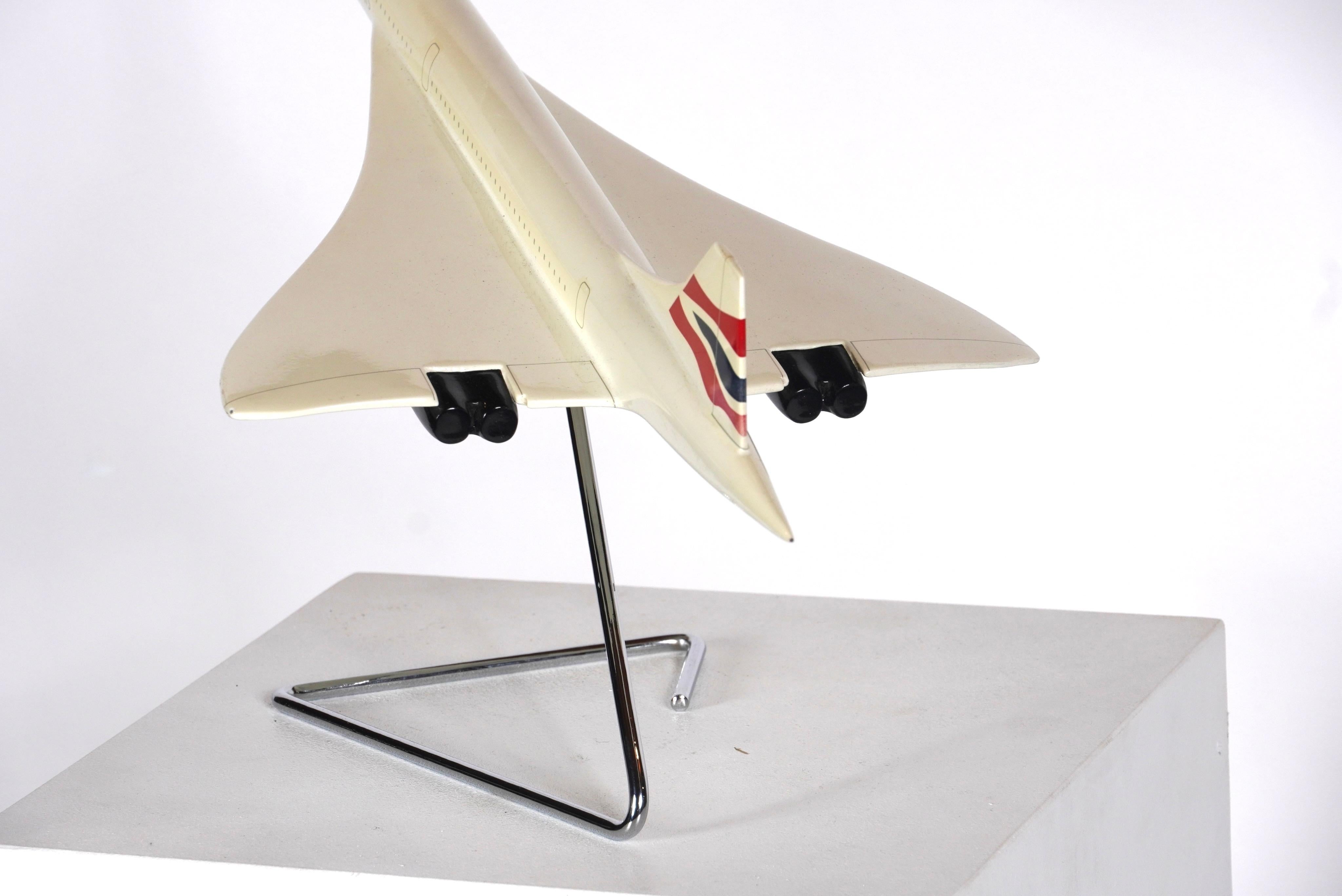 1970 Vintage British Airways Concorde Modelo de exposición de una agencia de viajes finales del siglo XX