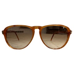 1970s Vintage Brown Lucite Oversized Aviator Sunglasses by Valentino