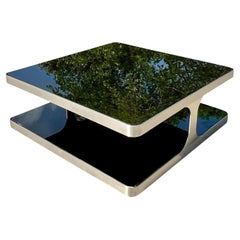 1970s Vintage Brushed Chrome Coffee Table