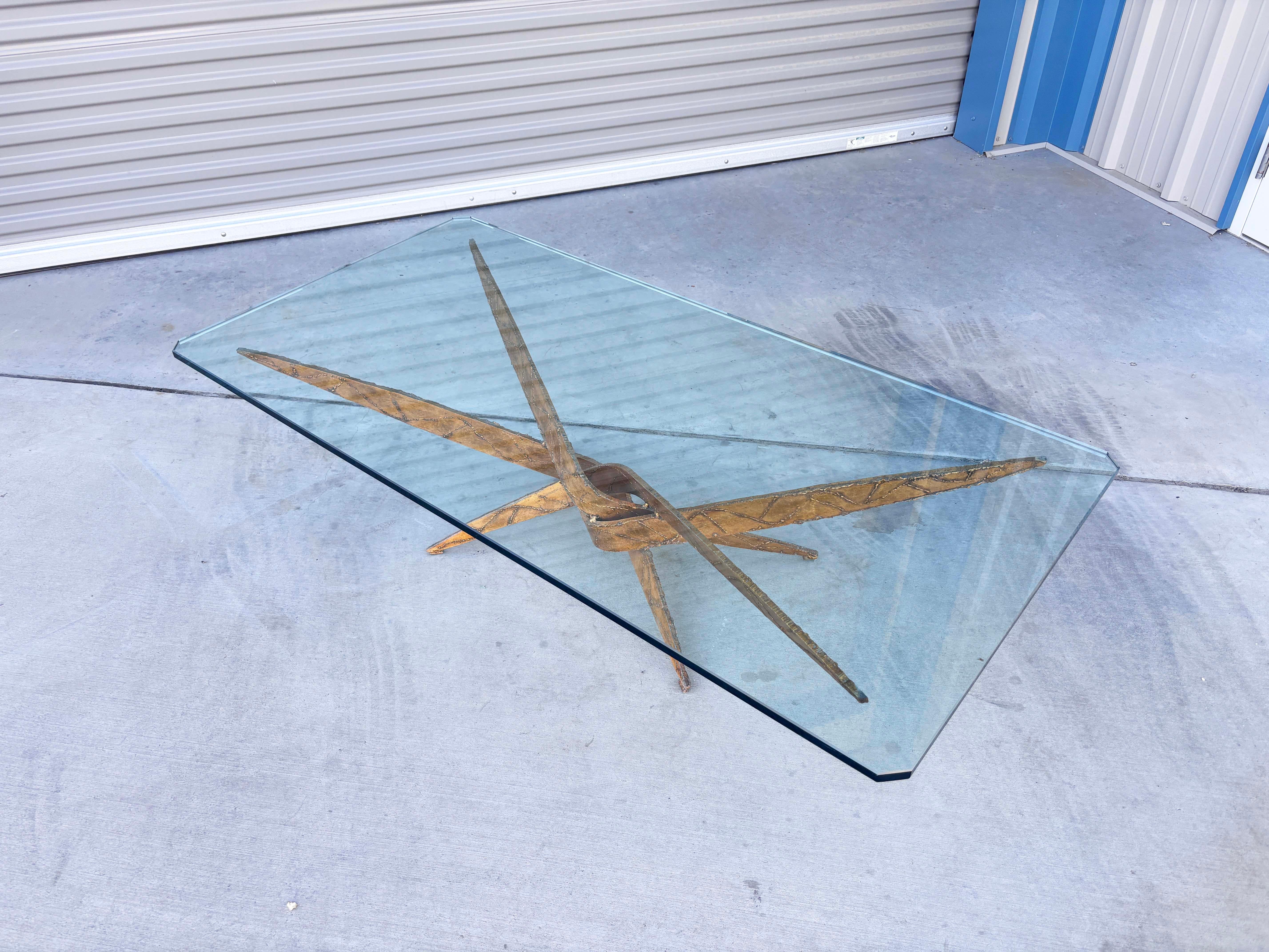 Glass 1970s Vintage Brutalist Coffee Table by Silas Seandel For Sale