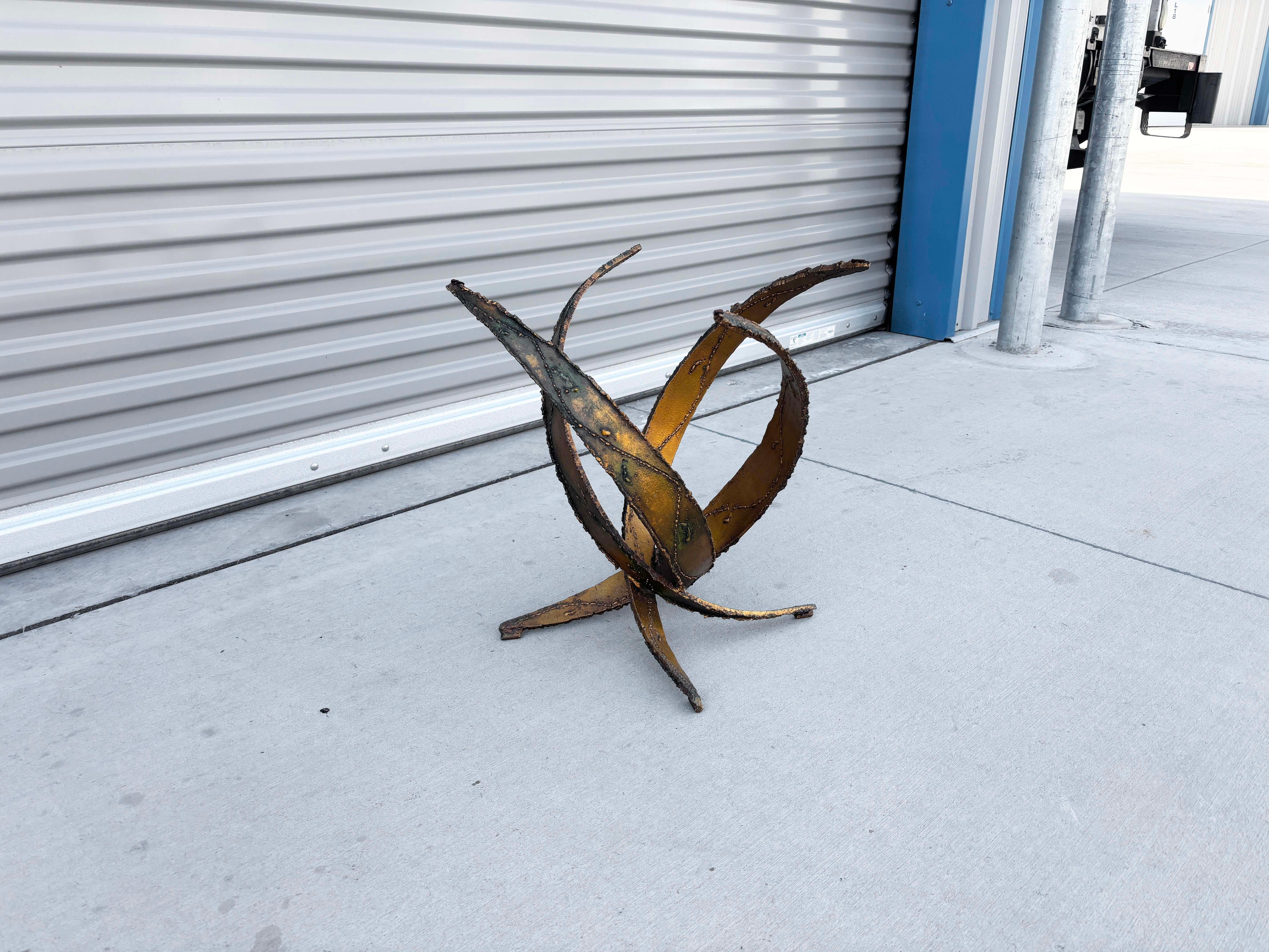 1970s Vintage Brutalist Round Side Table by Silas Seandel For Sale 5