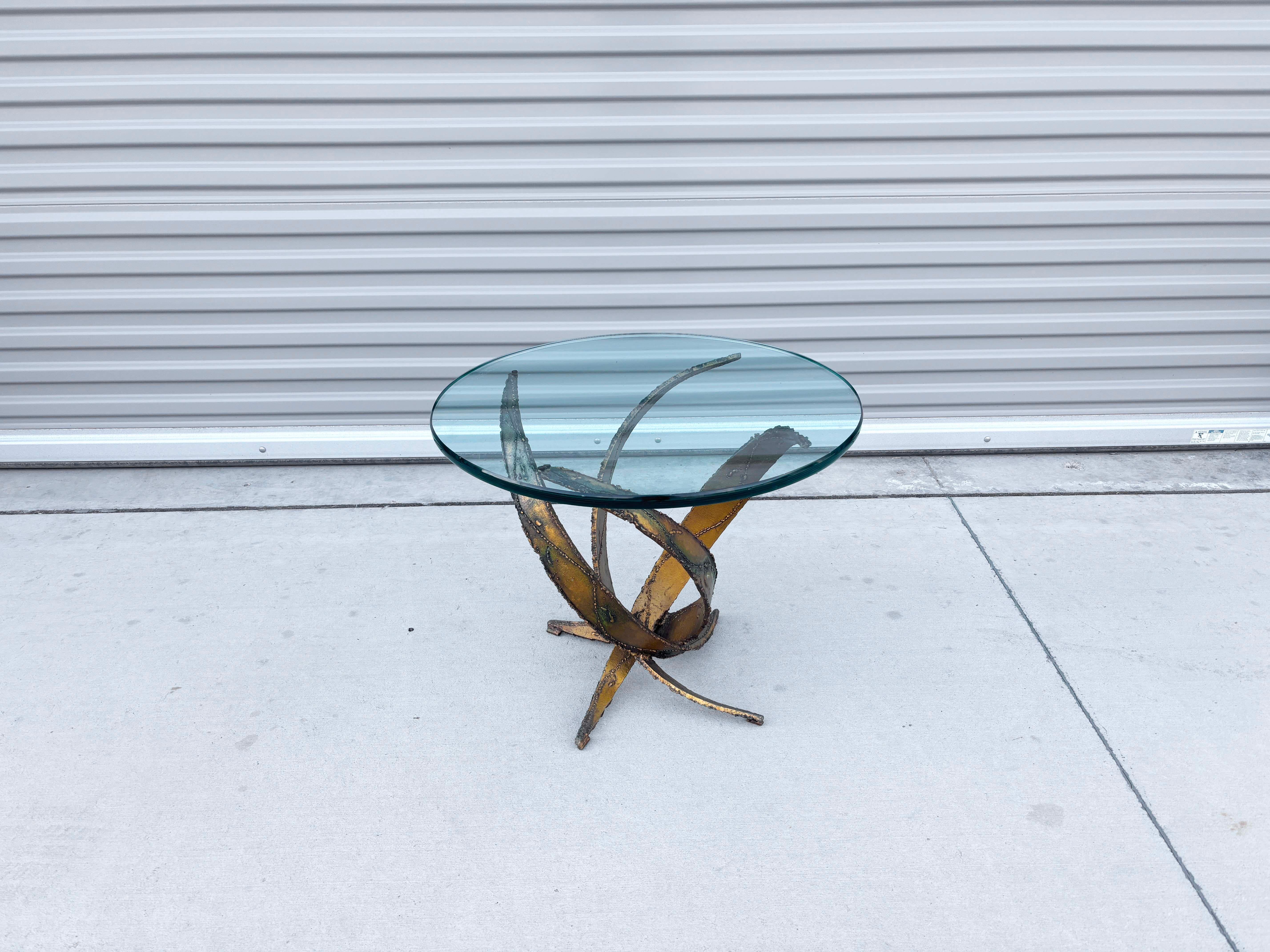 Mid-Century Modern 1970s Vintage Brutalist Round Side Table by Silas Seandel For Sale