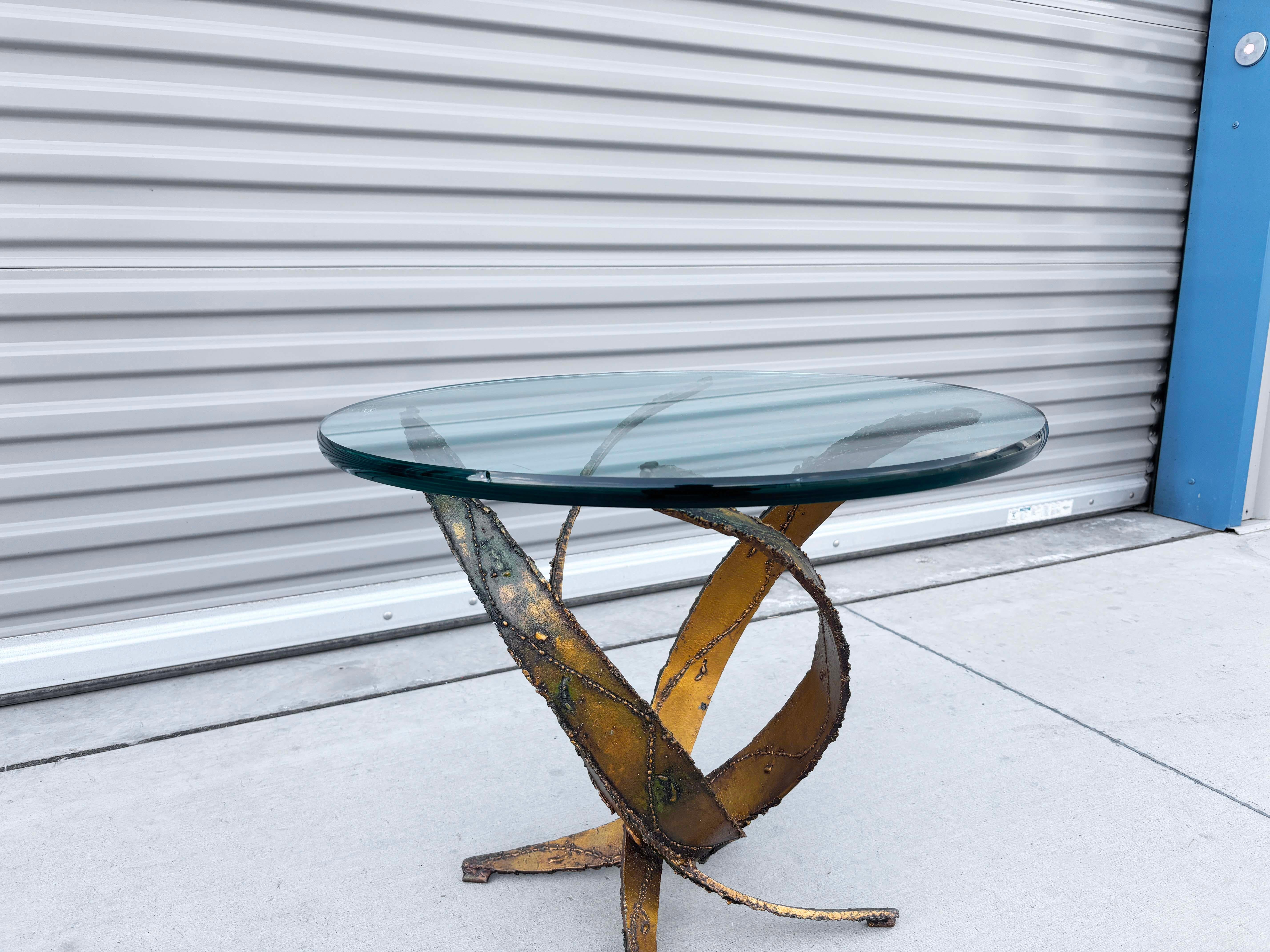 Late 20th Century 1970s Vintage Brutalist Round Side Table by Silas Seandel For Sale
