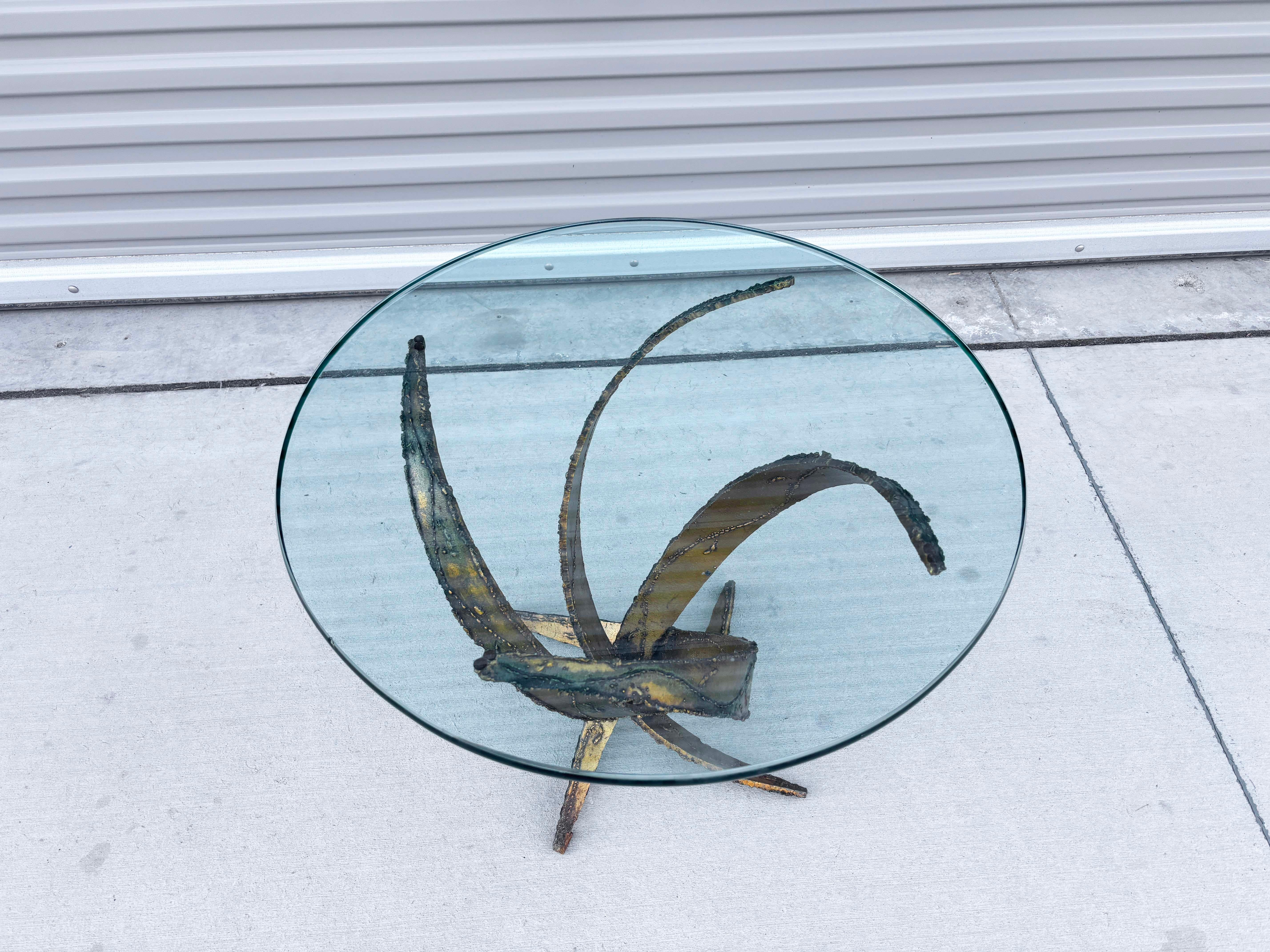 Metal 1970s Vintage Brutalist Round Side Table by Silas Seandel For Sale