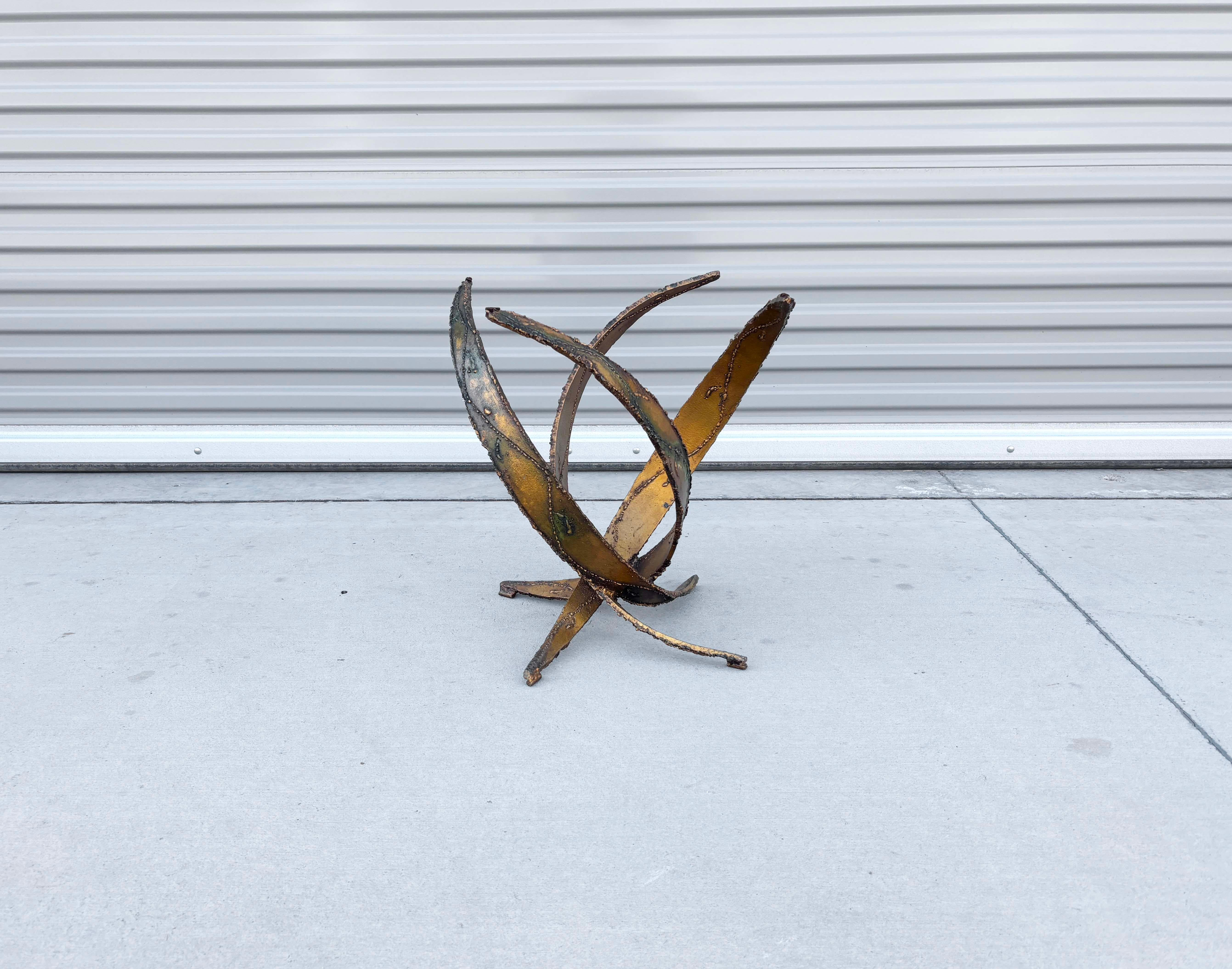 1970s Vintage Brutalist Round Side Table by Silas Seandel For Sale 2