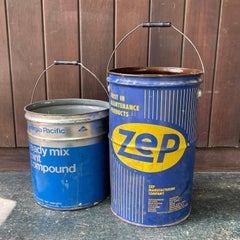 1970s Vintage Buckets 7&5 Gallon Workshop Garage Vessel Trash Can Gas Oil Decor