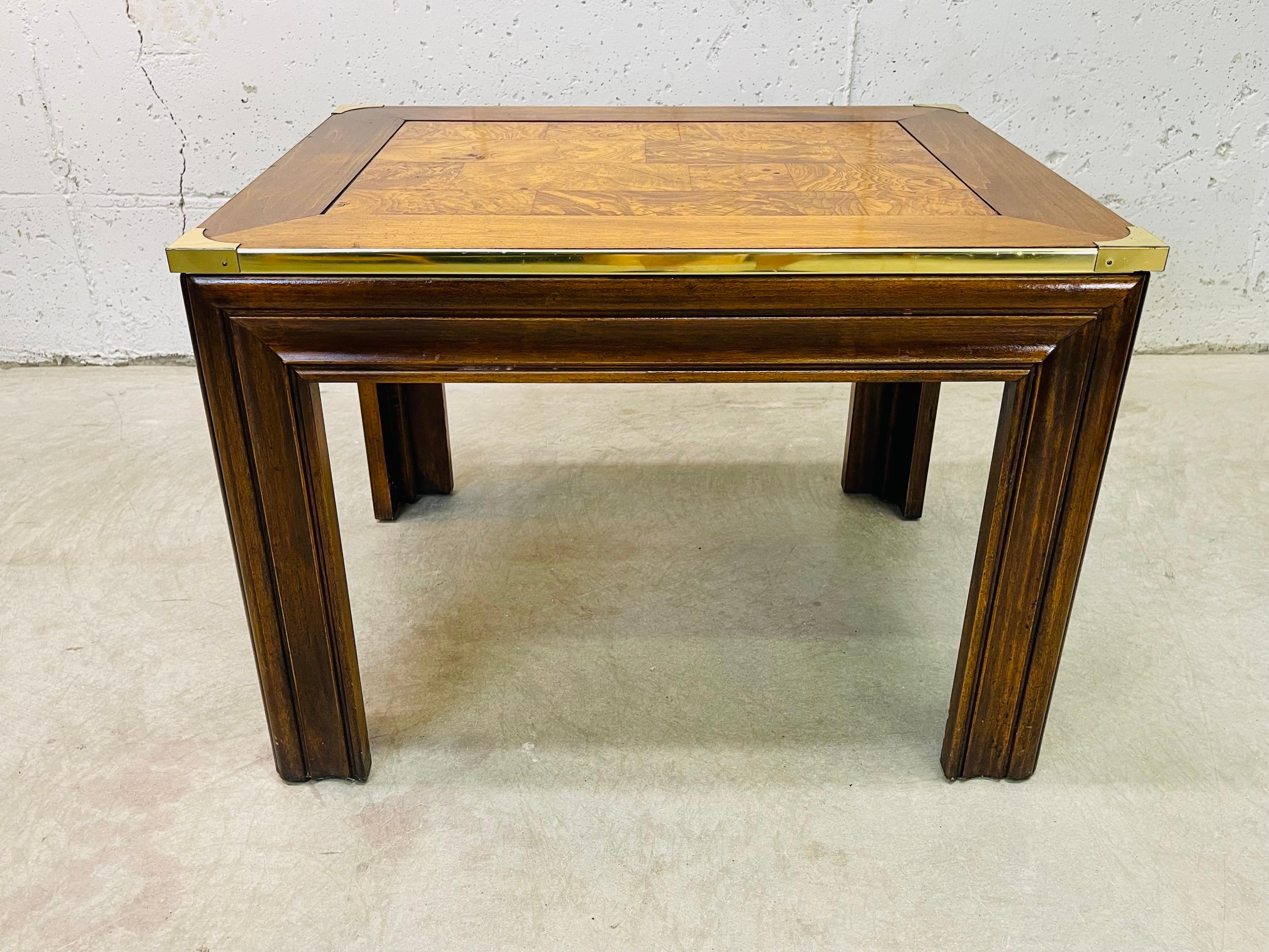 1970s Vintage Burlwood & Brass Side Tables, Pair For Sale 3