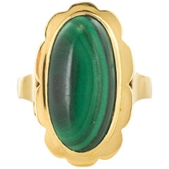 1970s Vintage Cabochon Malachite Ring