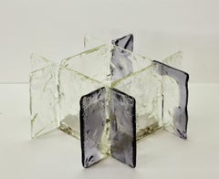 1970s Vintage Carlo Nason for Mazzega Purple and Clear Glass Flush Mount Lamp