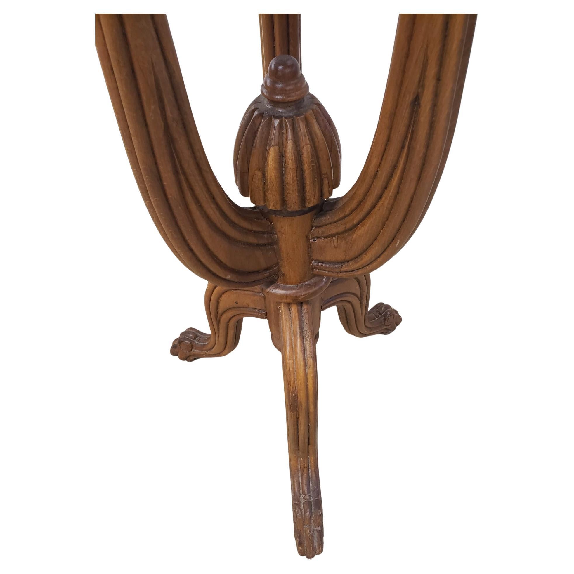 20th Century 1970s Vintage Carved Fruitwood Tripod Planter on Stand For Sale
