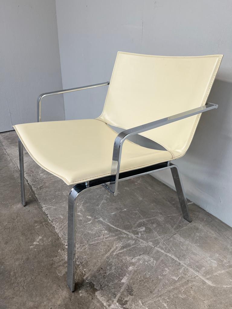 1970's Vintage Cattelan Italian cream leather chrome based arm chair

Sought after arm chair, can't find another one like this, very comfortable and in very good Vintage condition, 

no marks or damage, An antique of the future, great investment.