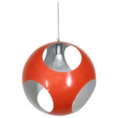 1970s Vintage Ceiling Light with Red Iron Lampshade