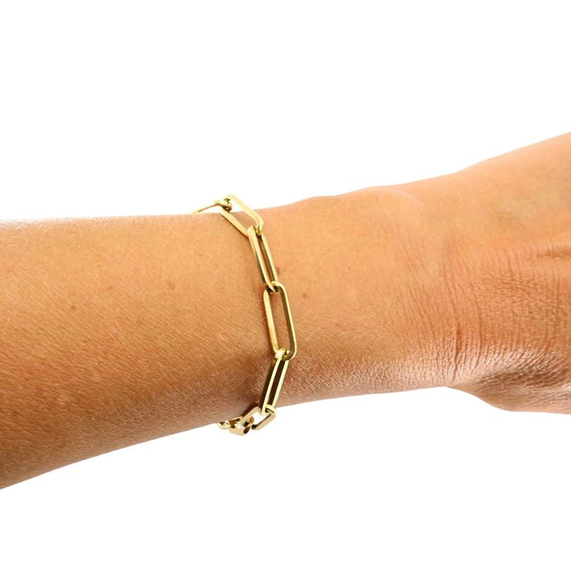 Pulsera de cadena vintage de los años 70 Eslabones rectangulares de oro de 14k en Bueno estado para la venta en Beverly Hills, CA
