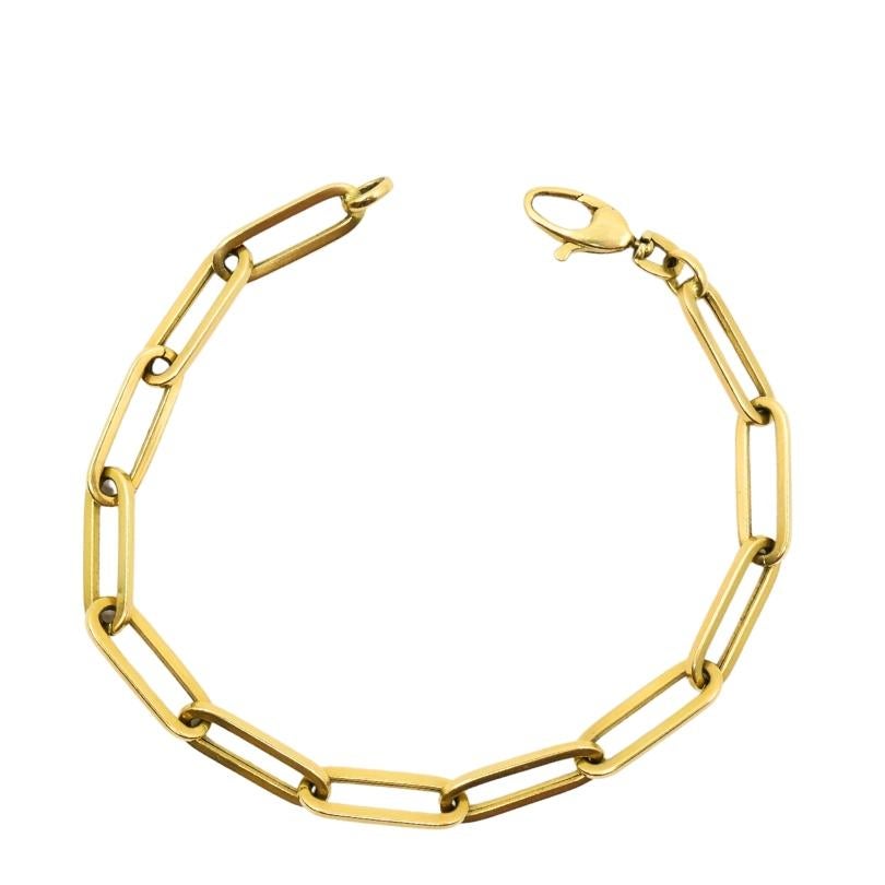 Pulsera de cadena vintage de los años 70 Eslabones rectangulares de oro de 14k en venta 1