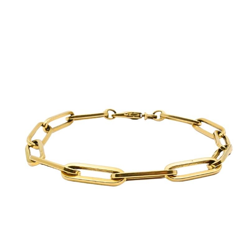Pulsera de cadena vintage de los años 70 Eslabones rectangulares de oro de 14k en venta 2