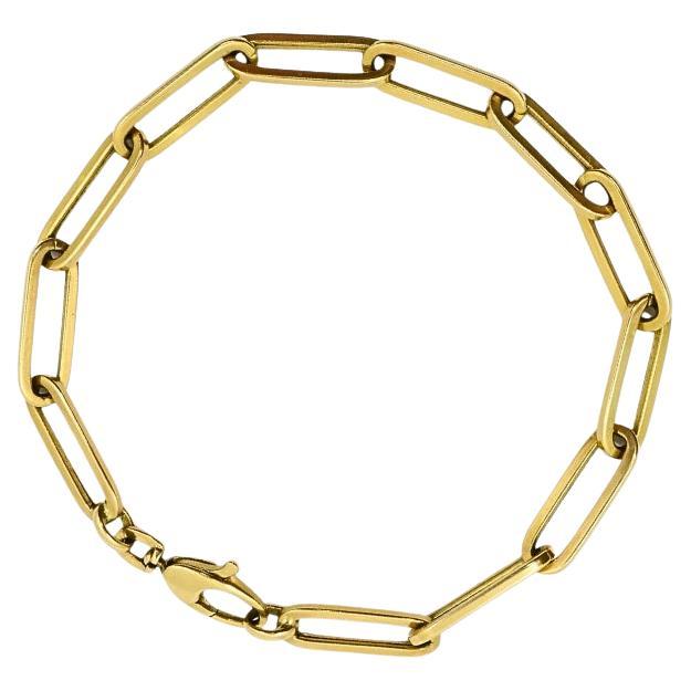 Pulsera de cadena vintage de los años 70 Eslabones rectangulares de oro de 14k en venta