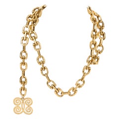 1970's Vintage Chanel collier de ceinture en chaîne dorée