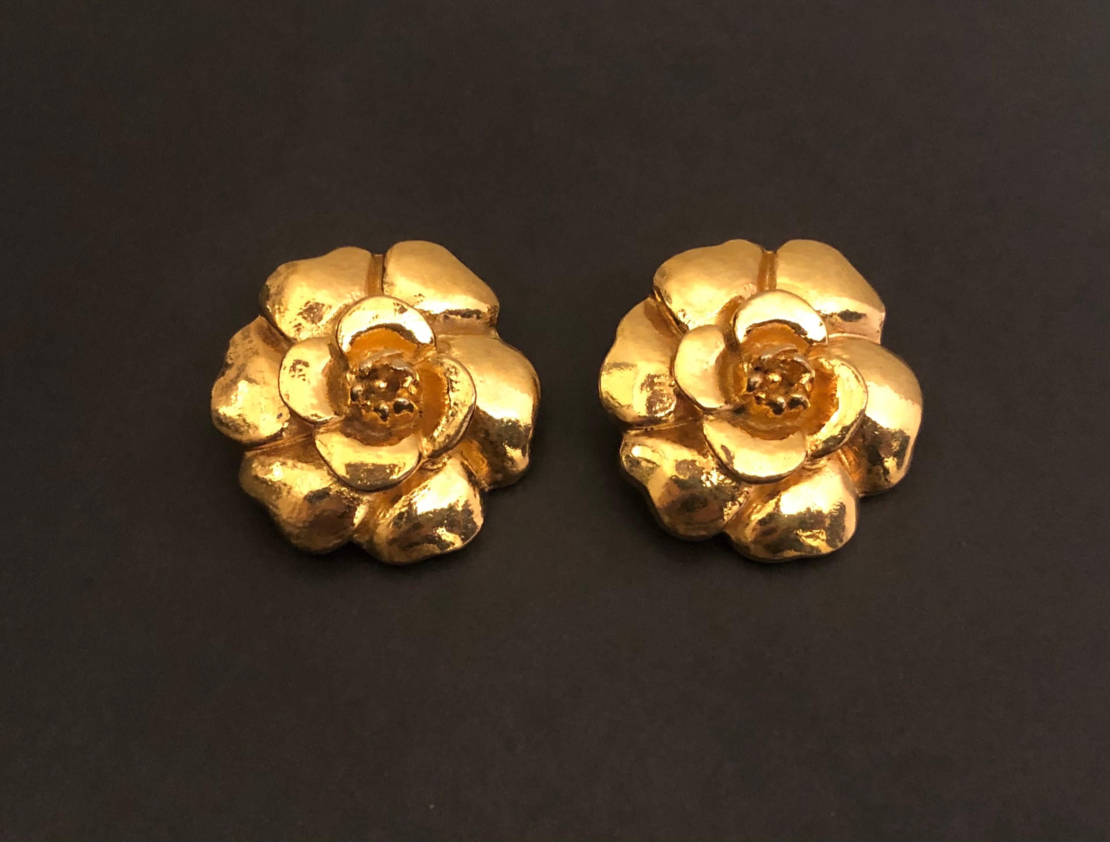 vintage chanel camellia earrings