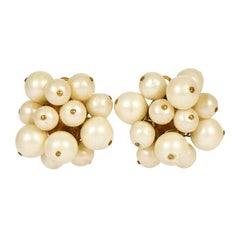 1970's Retro Chanel Pearl Cluster Clip Earrings