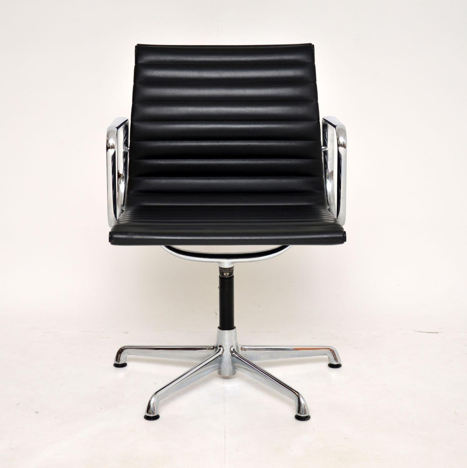 Italian 1970's Vintage Charles Eames EA108 Leather Desk Chair by ICF