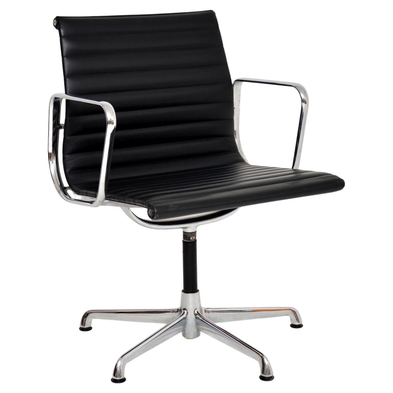1970's Vintage Charles Eames EA108 Leather Desk Chair by ICF