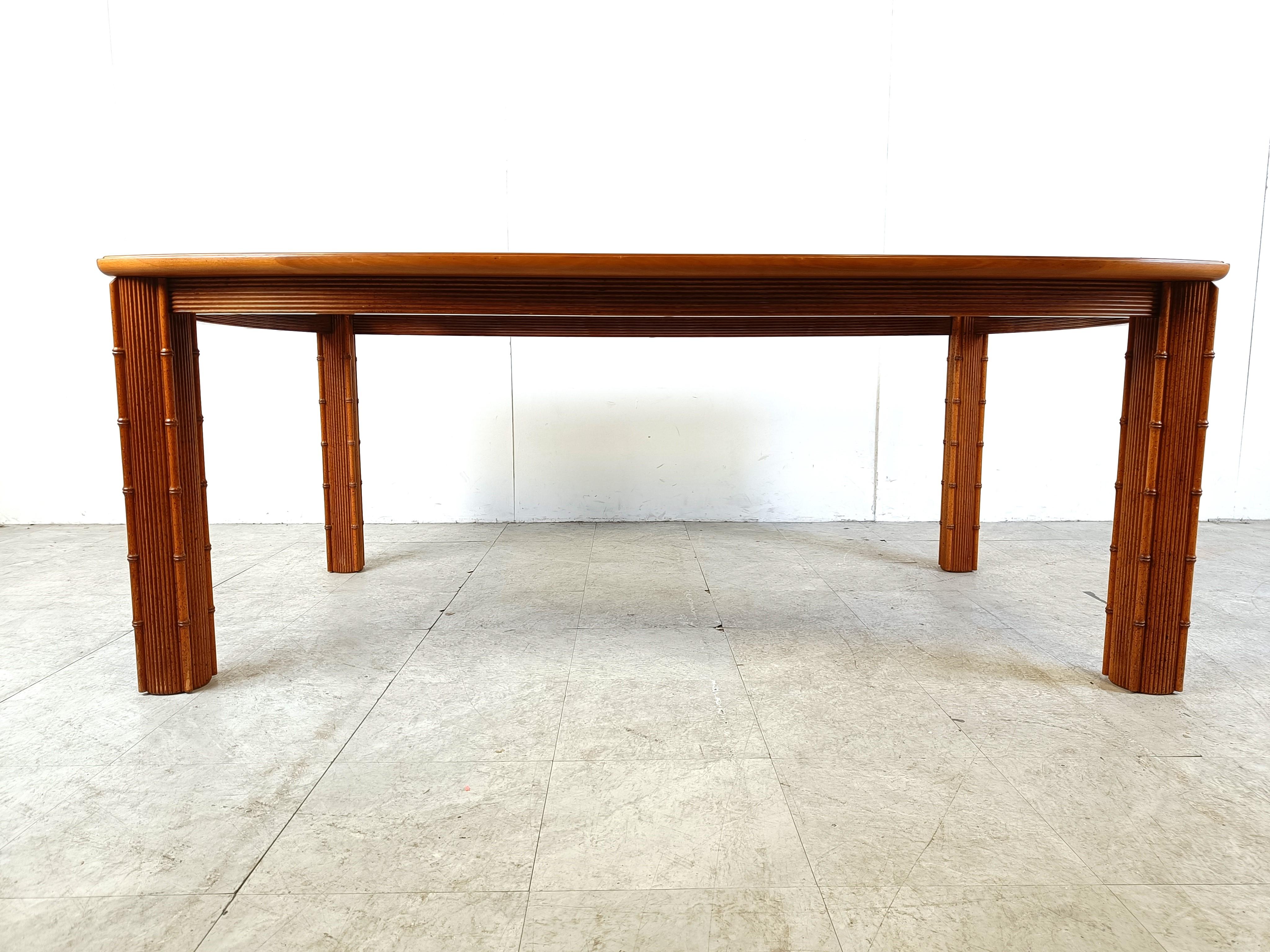 1970s Vintage Chinoiserie Faux Bamboo dining table In Good Condition For Sale In HEVERLEE, BE
