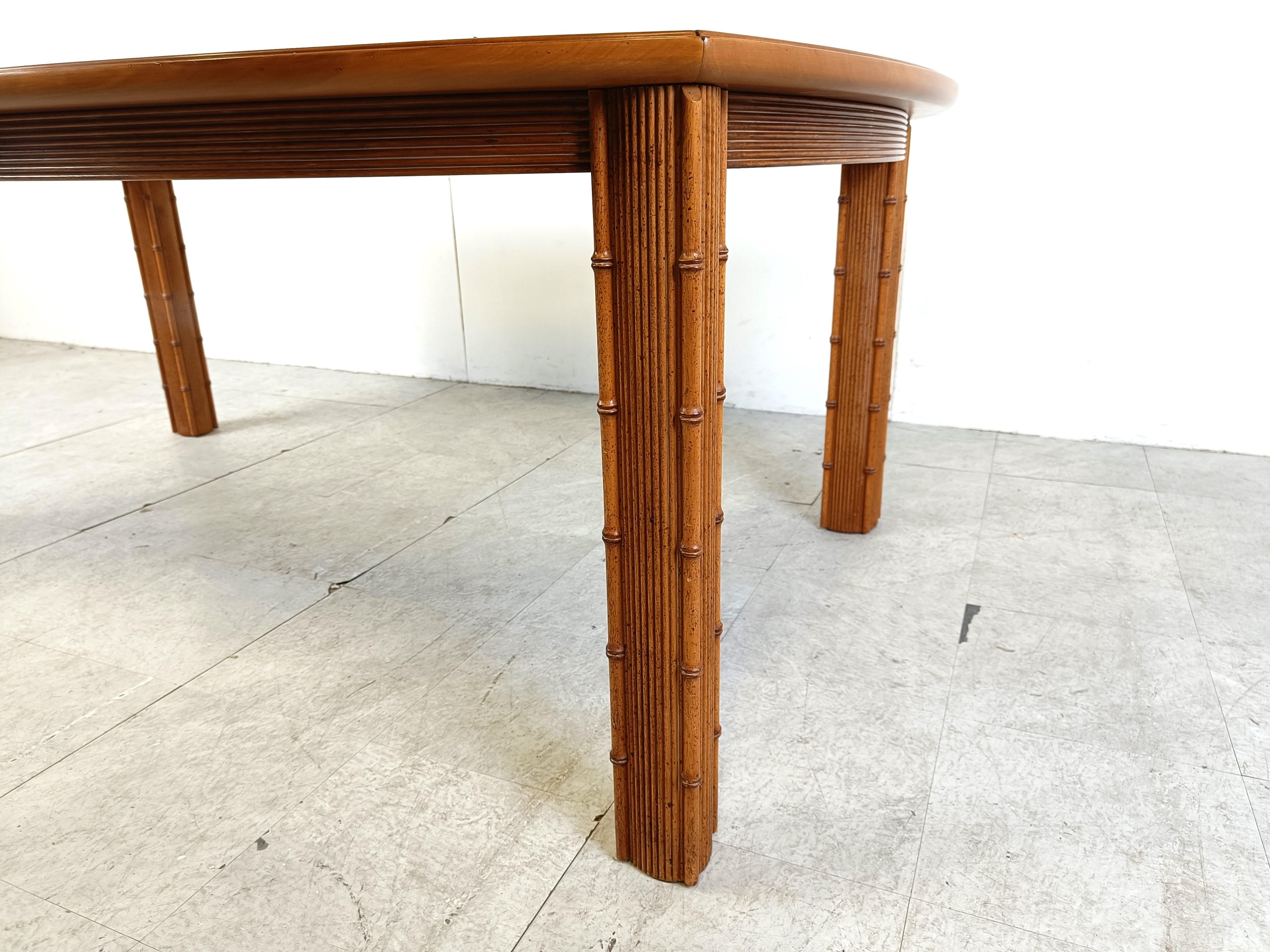 Late 20th Century 1970s Vintage Chinoiserie Faux Bamboo dining table For Sale