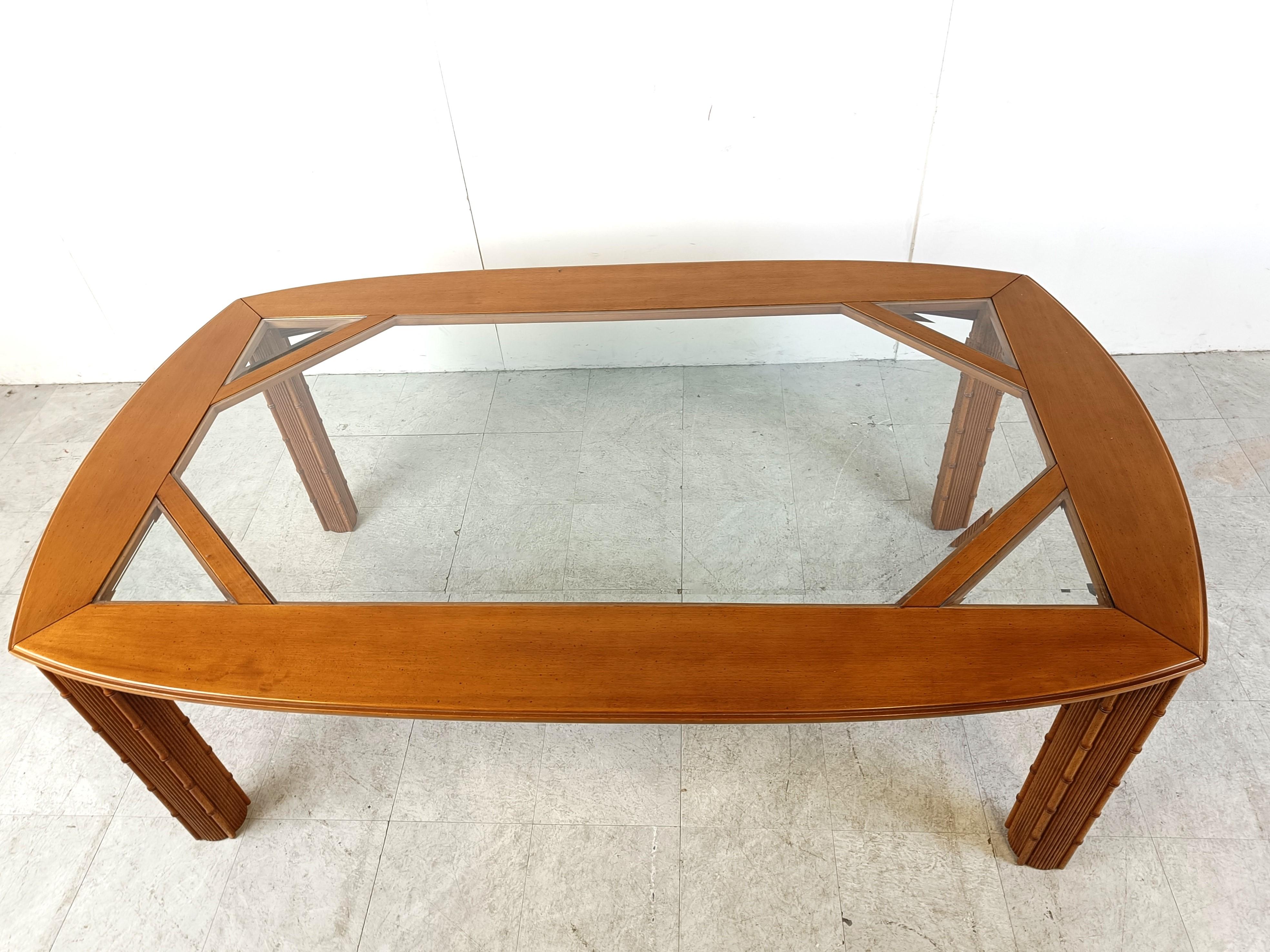 1970s Vintage Chinoiserie Faux Bamboo dining table For Sale 3