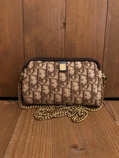 1970s Vintage CHRISTIAN DIOR Brown Jacquard Trotter Mini Pouch (Altered)