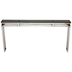 1970s Vintage Chrome and Glass Console Table