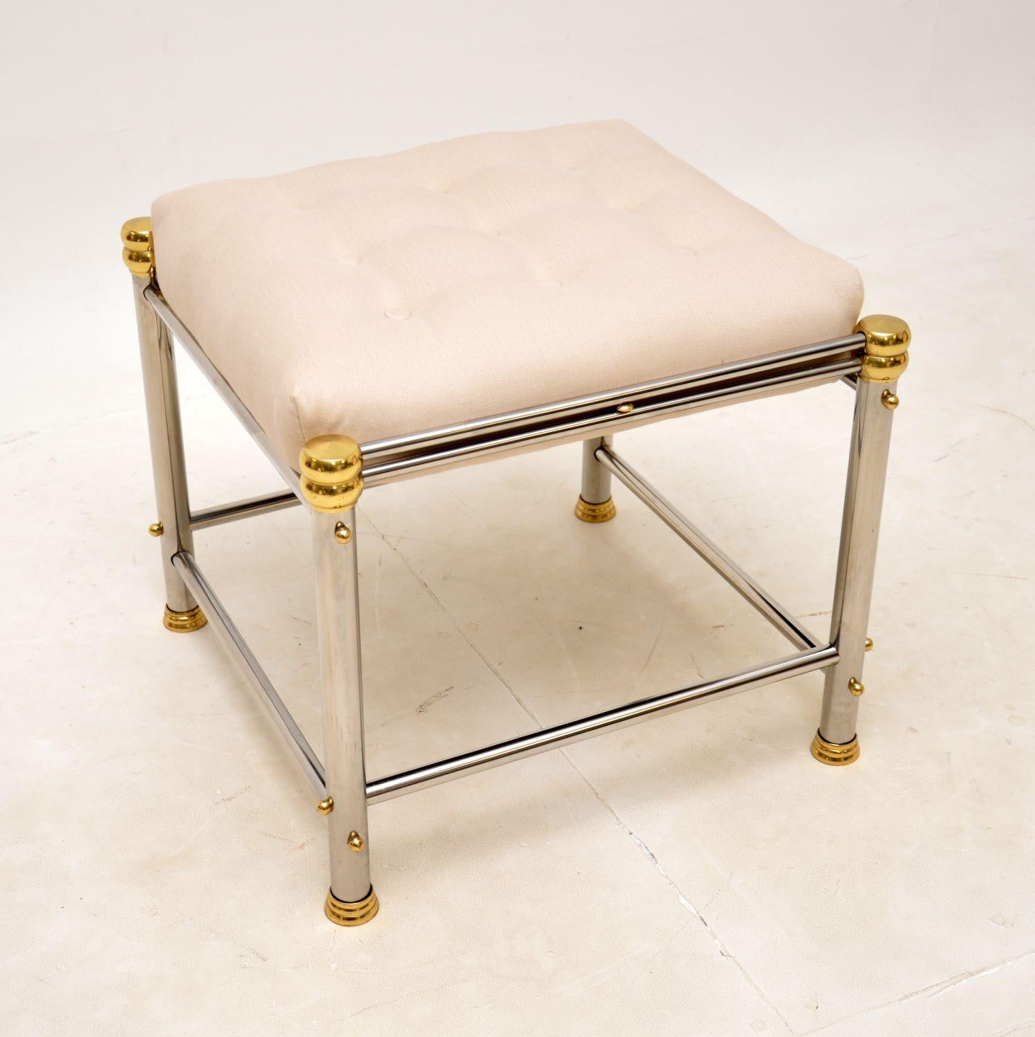 1970s Vintage Chrome & Brass Dressing Table with Stool 1