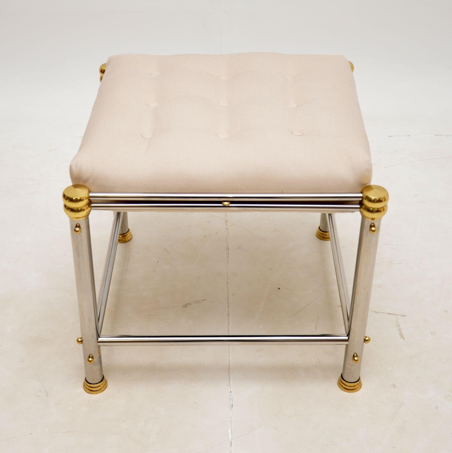 1970s Vintage Chrome & Brass Dressing Table with Stool 2
