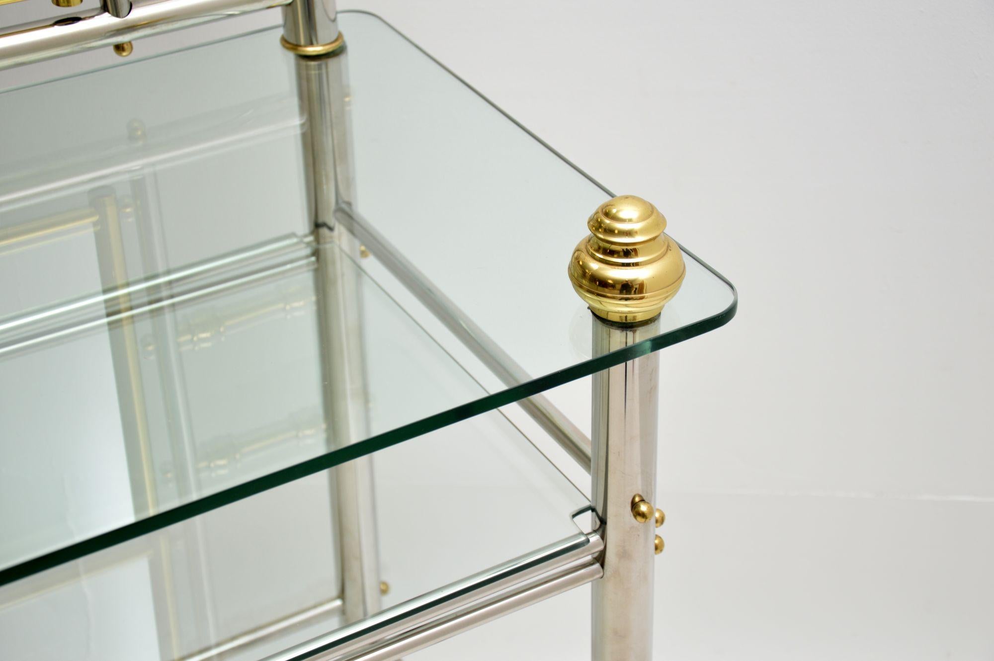 Late 20th Century 1970s Vintage Chrome & Brass Dressing Table with Stool