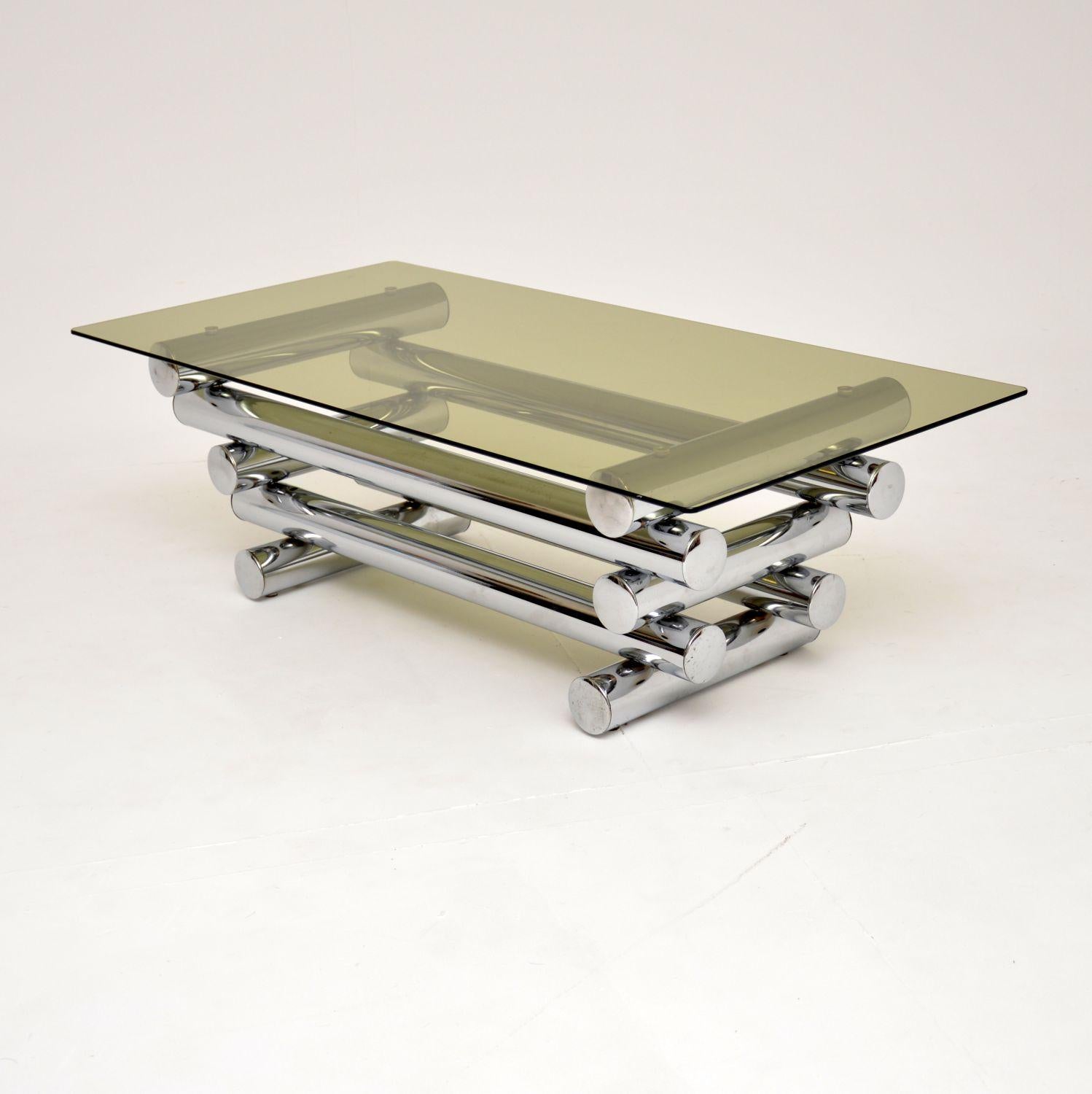 1970's Vintage Chrome Coffee Table by Pieff In Good Condition In London, GB
