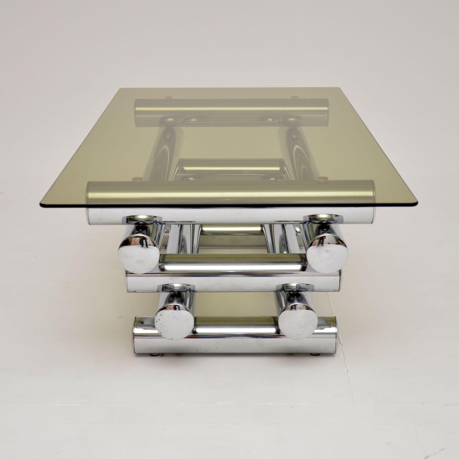 20th Century 1970's Vintage Chrome Coffee Table by Pieff