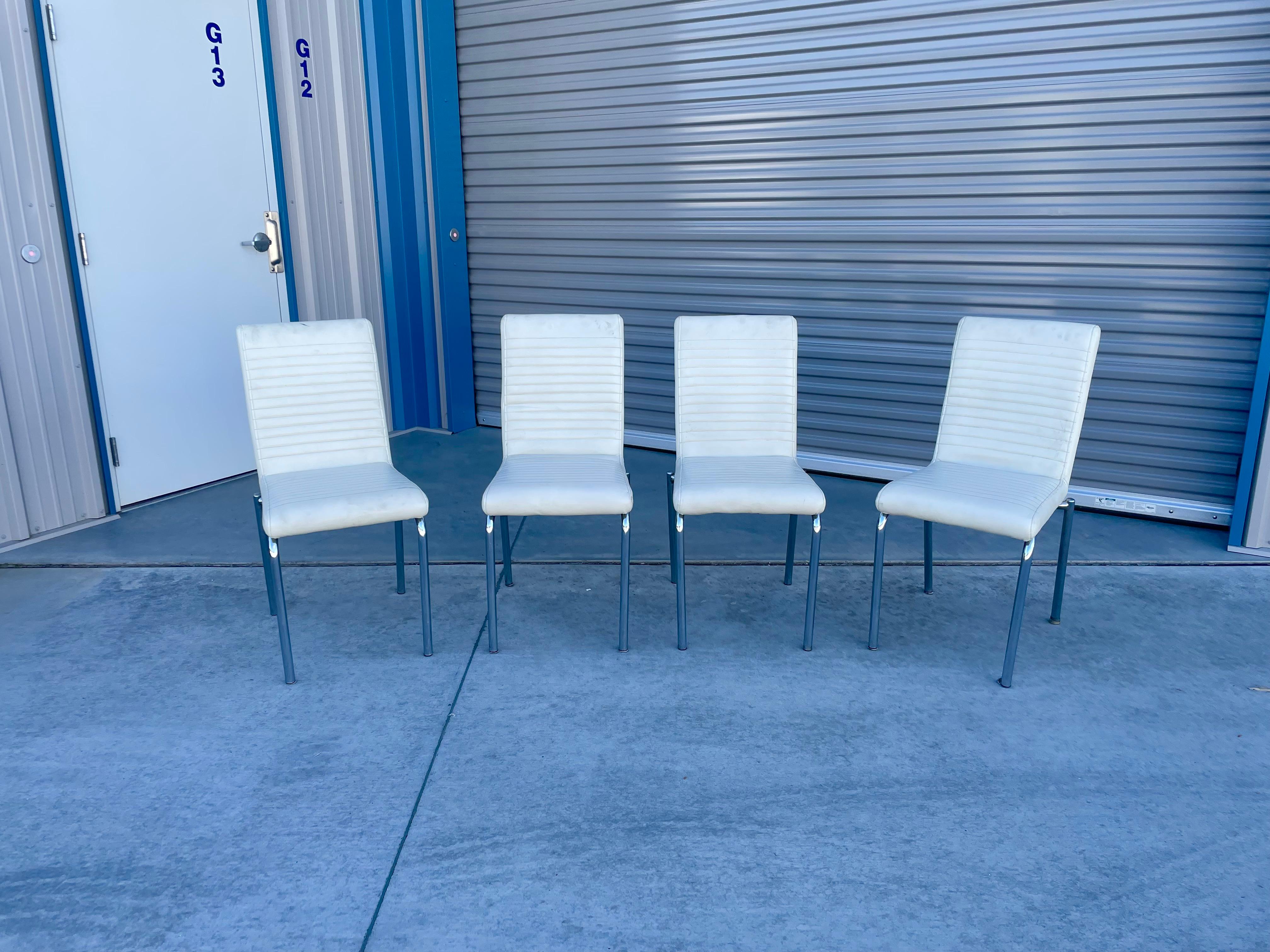 Mid-Century Modern 1970s Vintage Chrome Dining Chairs, Set of 4 For Sale