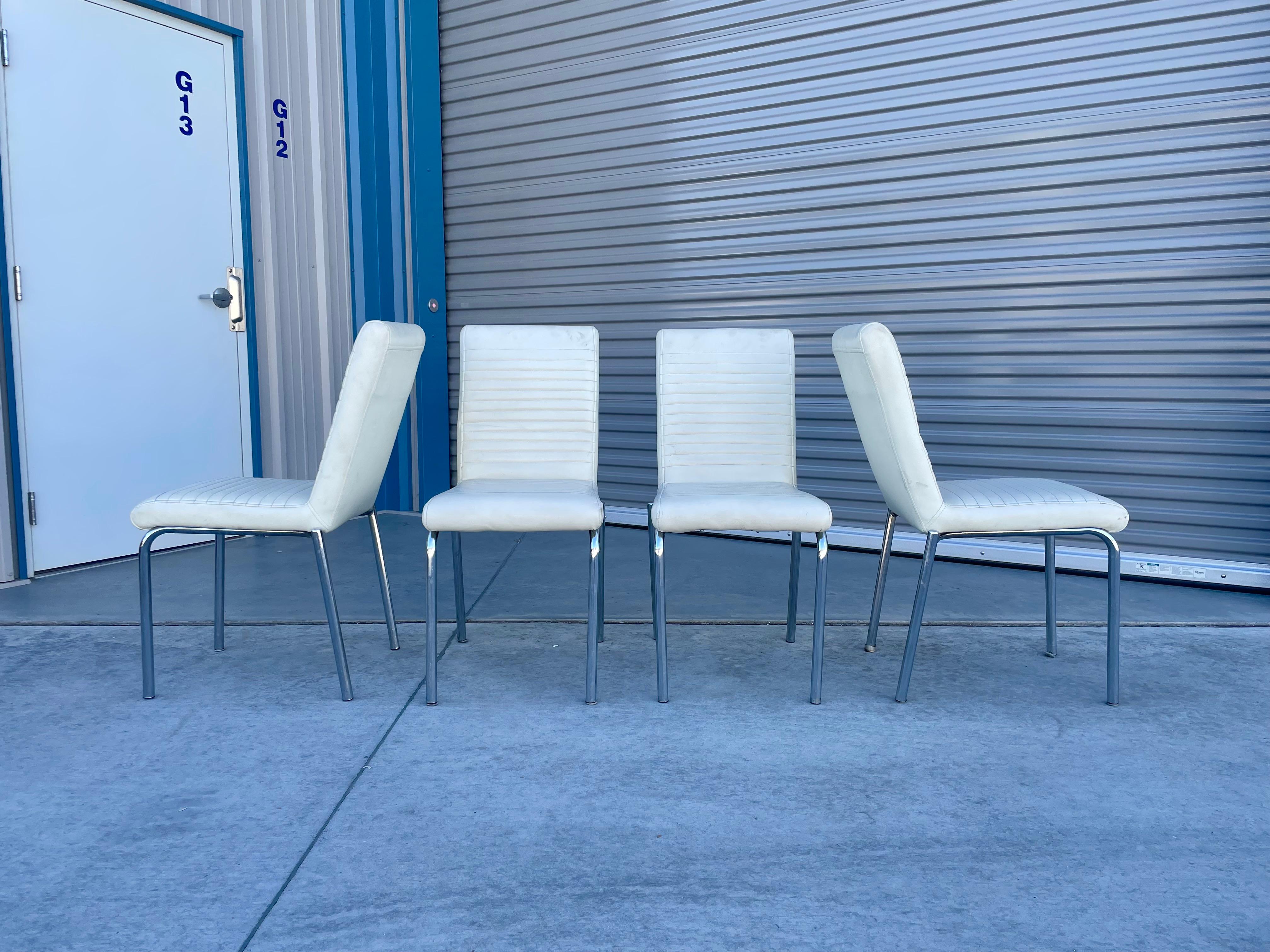 American 1970s Vintage Chrome Dining Chairs, Set of 4 For Sale